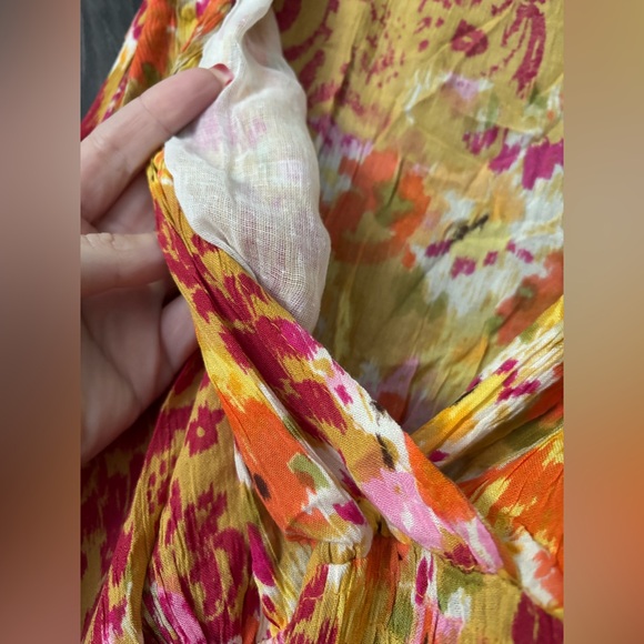 Multi coloured print Mlle Gabrielle V neck cotton maxi dress, NWT, sz 2X - Picture 4 of 5